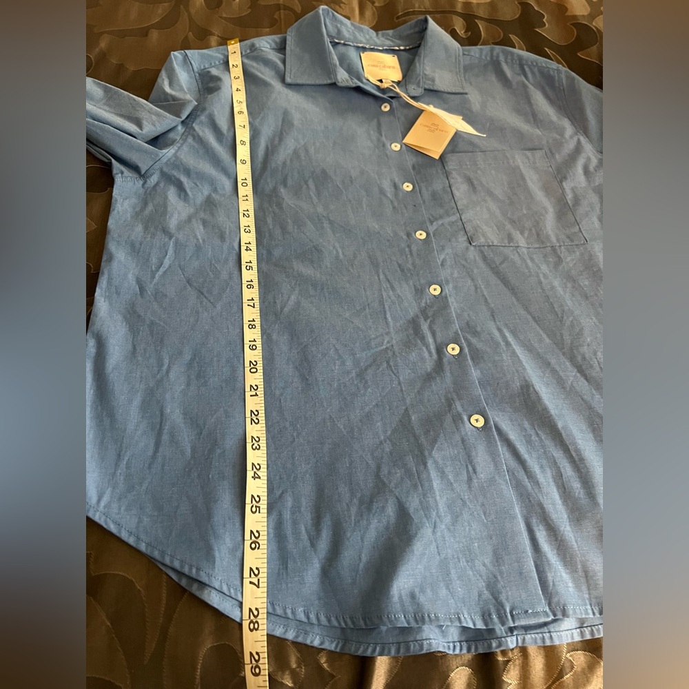 NWT Casa Cabana Solid Blue Cotton Blend Men's Button-Up Casual Long Slv Shirt XL - Picture 7 of 12